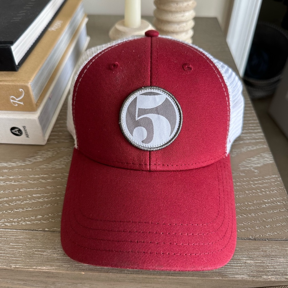 FIVE Bar/Restaurant Tuscaloosa, AL Trucker Hat in Maroon and White